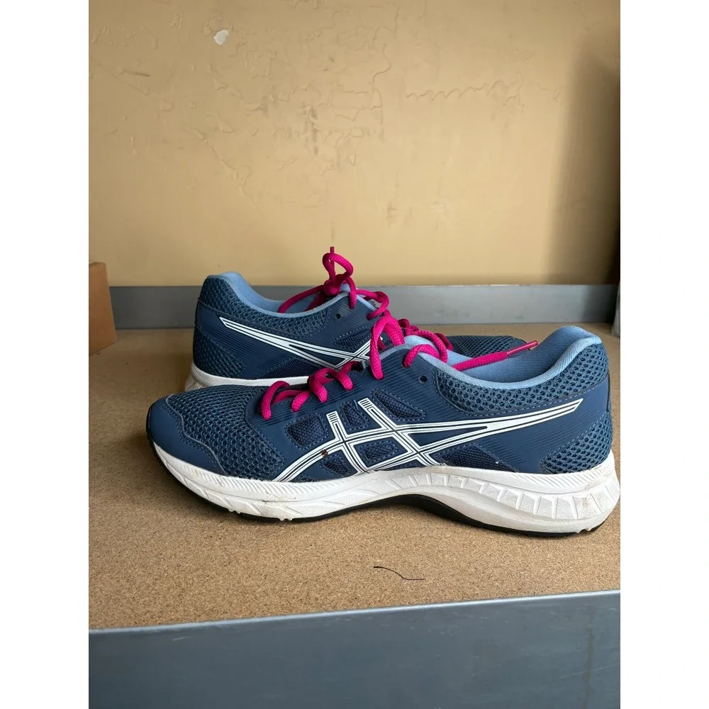 Asics Gel-Contend 5 Womens Blue Pink Running Shoes 1012A234 Size 8